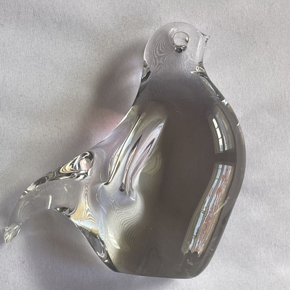 VTG Signed Vilca Atelier Italian Crystal Clear Glass Bird NV Collectable VTG